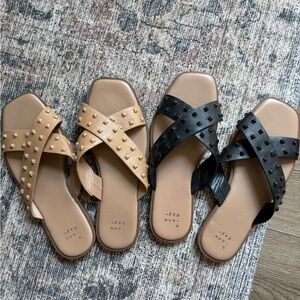 a new day Black and Tan Studded Sandals